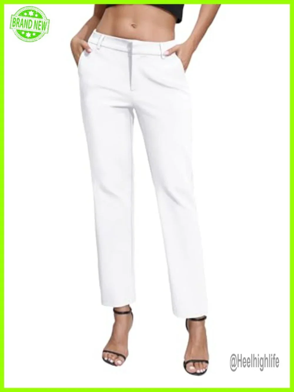 Elastic Waisted Dress Pants Work Business Casual Stretch Slacks with Pockets